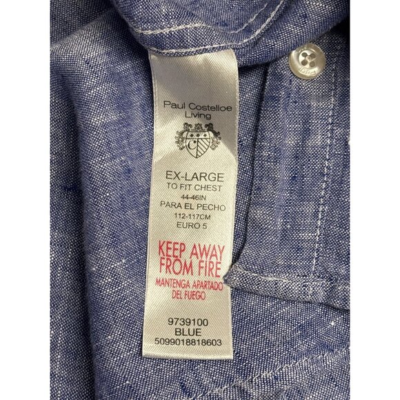 Paul Costelloe Living Regular Fit Mens Short Sleeve Button-Up Shirt Blue - Picture 8 of 11